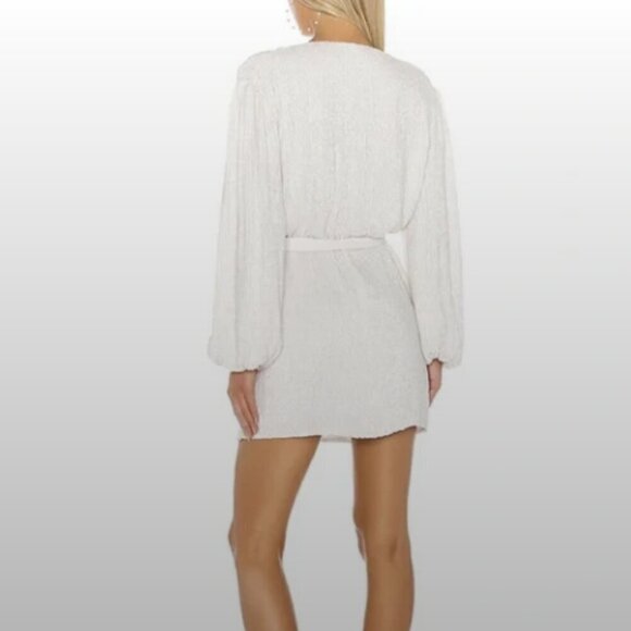 NEW Retrofete Gabrielle Sequin Robe Mini Dress size L Clear White NWT - Picture 8 of 15